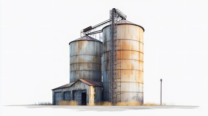 Obraz premium Wheat Silo on a Transparent Background