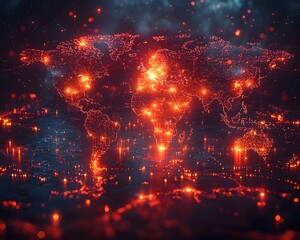 Fototapeta premium Glowing Logistical Hub at the Center of a Global Network with Radiant Shipping Routes