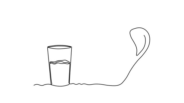 Abstract jug, pitcher for milk, water and glass, Self drawing animation one continuous line draw, logo