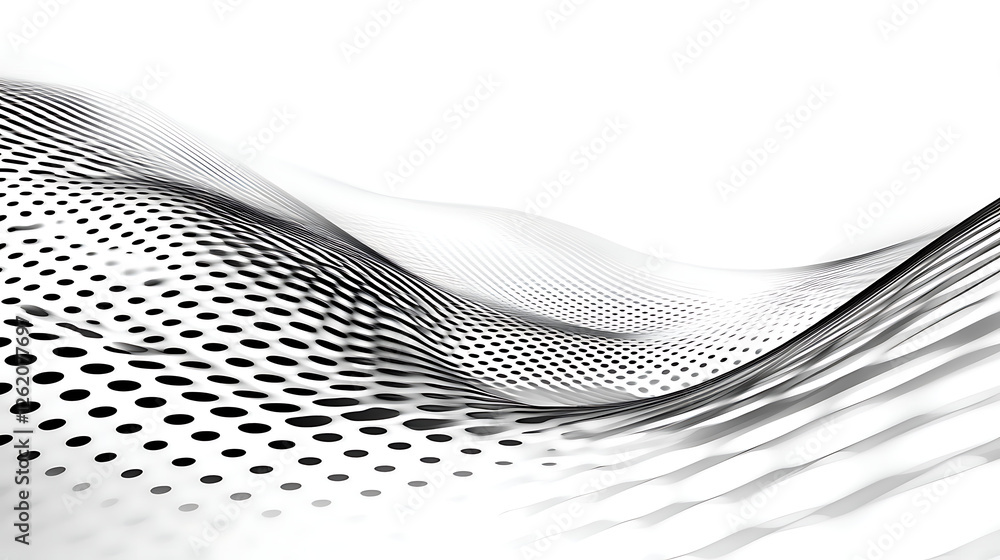 Poster abstract waves of circles and lines in a modern design with black and white colors