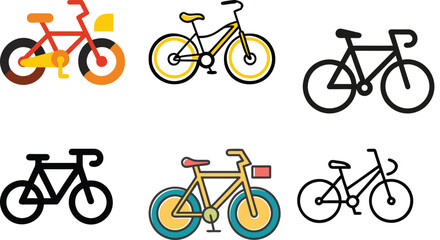 Obraz premium Bicycle Icon Vector Art Illustration Bundle Image Set