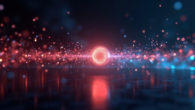 Exploration of quantum tunneling effects with vibrant particles demonstrating wave-particle duality in a dynamic visual representation