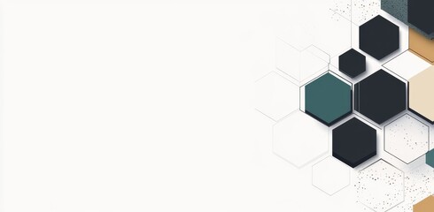 Fototapeta premium Abstract hexagon pattern, white background, tech design, website header