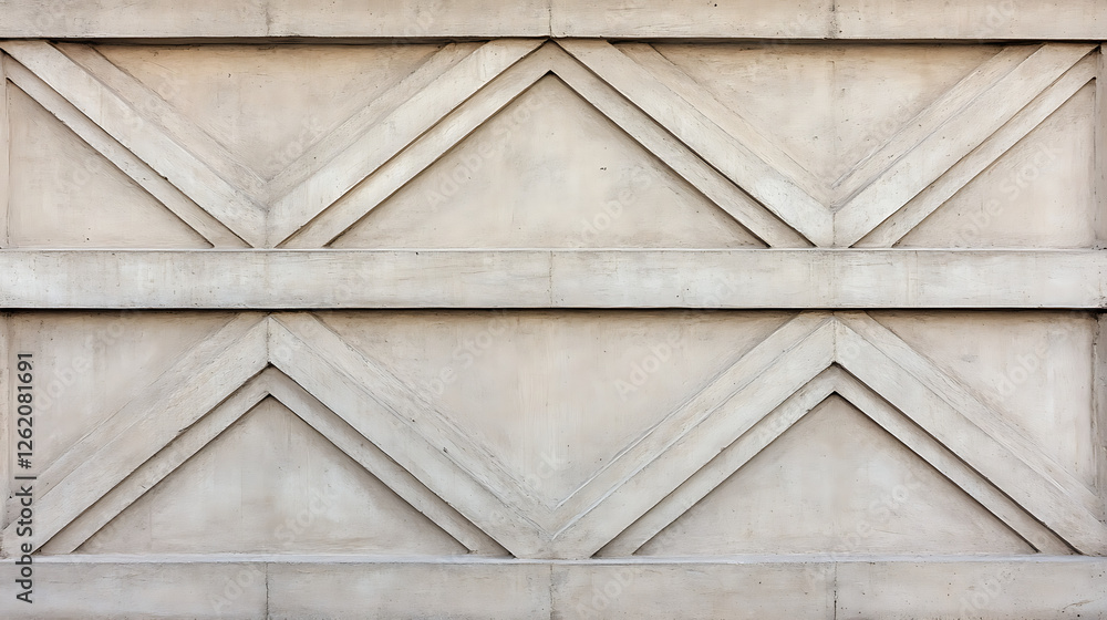 Poster Beige Wall Surface Design with Geometric Motif and Linear Patterns Repeating Concrete Texture