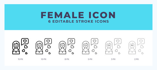 Female line icon vector illustration in trendy style.