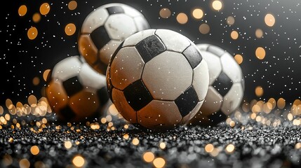 Soccer Ball in the Spotlight: A Thrilling Night Game. Dynamic Action, Close-up View, Captivating Image of Soccer Ball, Perfect for Sports Fans