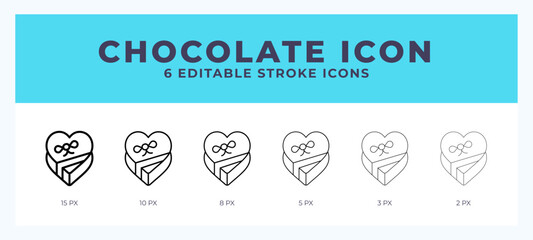 Chocolate icon with different stroke. Editable stroke. Vector illustration.
