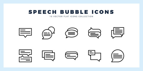 10 Speech Bubble Lineal icon pack. vector illustration.