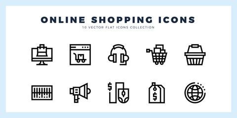 Fototapeta premium 10 Online Learning Lineal icon pack. vector illustration.
