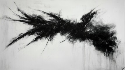 Obraz premium Abstract Black and White Artwork with Dynamic Brush Strokes