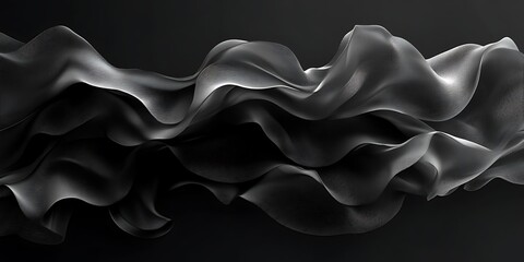 Fototapeta premium Dark fabric waves, flowing motion, abstract background, design element