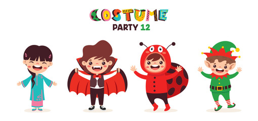 Cartoon Children Wearing Various Costumes