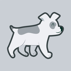 white dog with outline flat vector design.