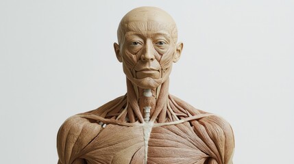 Anatomical exploration of human musculature medical institute educational content clinical environment front view anatomy study
