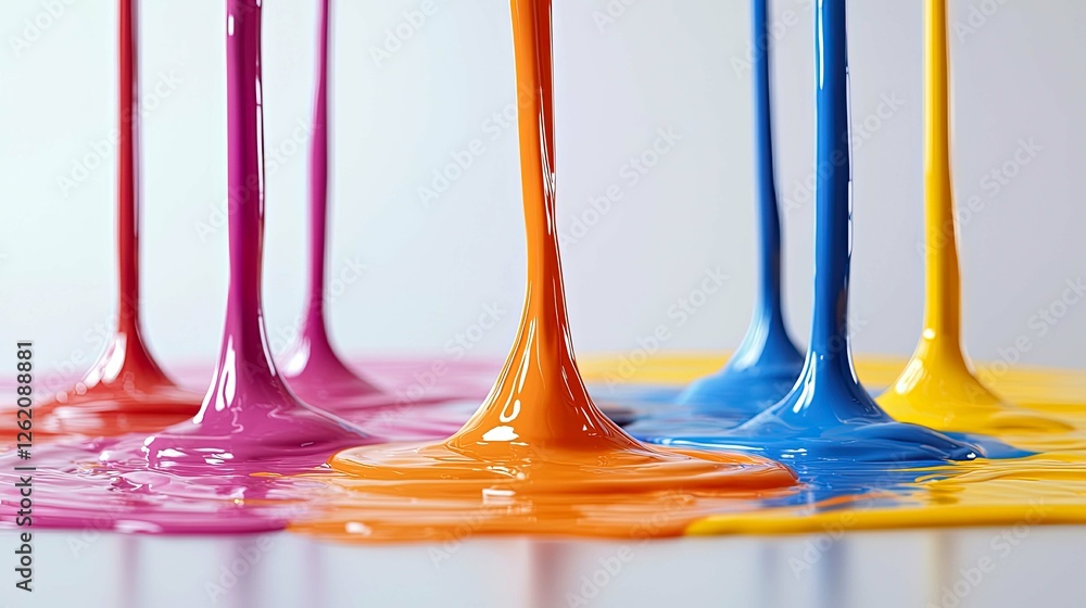 Poster vibrant color palette: abstract paint flowing dynamically. a visually stunning display of rich hues 