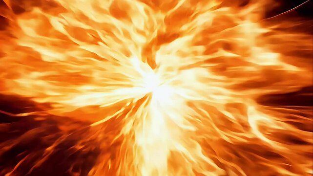 dynamic energy blast effect with bright orange flames and rippling heat waves