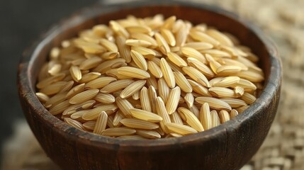 Obraz premium Organic Whole Grain Oats in Wooden Bowl on Rustic Background