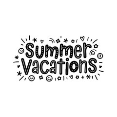 Fototapeta premium Summer Vacations Typography Text Vector Template – Stylish Handwritten Calligraphy with Elegant Font Design for Wallpapers, Backgrounds, Travel Posters, Beach Holiday Invitations, and Tropical Paradis