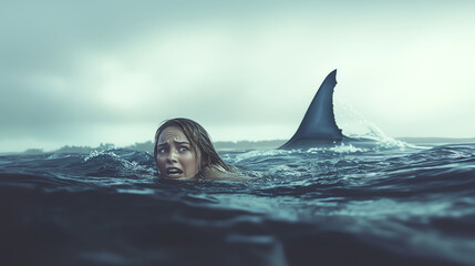 Fototapeta premium shark attack, AI generated