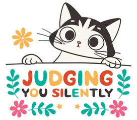 Cute & Witty Cat T-Shirt for Women – Minimalist Design Art & Illustration