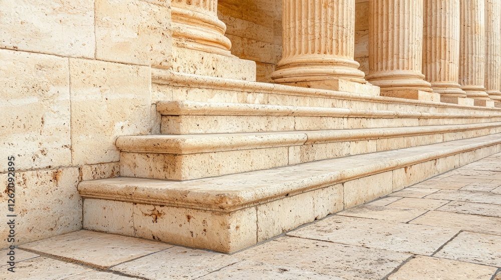 Poster textured stone steps and columns of an ancient architectural structure