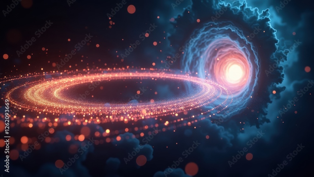 Poster exploration of quantum mechanics and retrocausality through cosmic illustrations depicting time and 