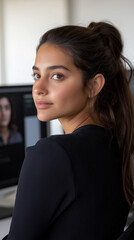 Female team leader in hybrid office meeting
