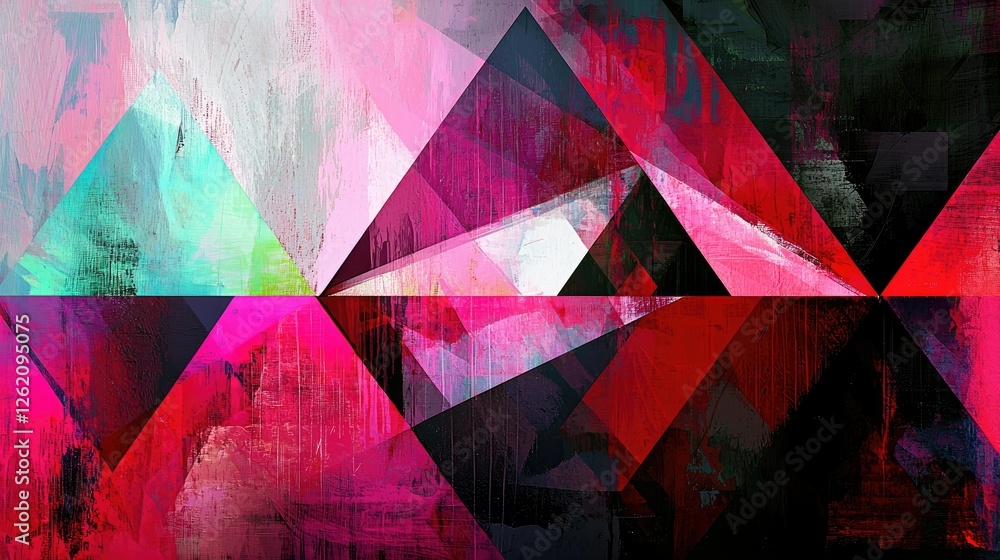 Poster abstract geometric art with bold colors and triangular shapes