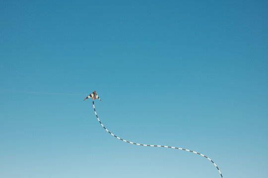 Kite flying in the clear blue sky on a windy day