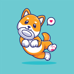 cute-dog-playing-frisbee-plate-cartoon-vector-icon-illustration-animal-nature-isolated