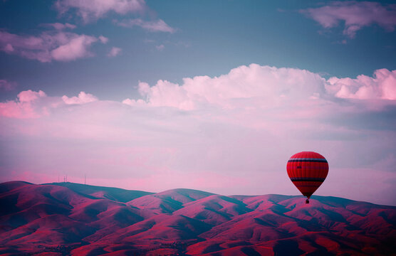 Surreal landscapes with air balloons