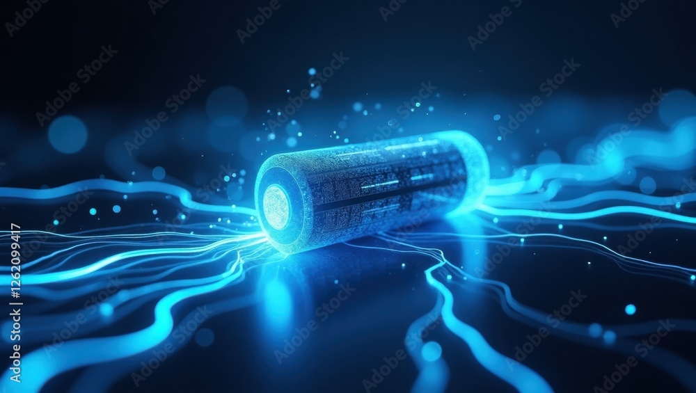 Aufkleber graphene material generating electric energy in a futuristic setting with glowing blue circuits and 