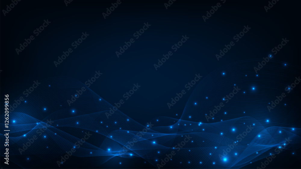 Aufkleber abstract blue digital equalizer. effect of sound wave oscillating. technology abstract background.