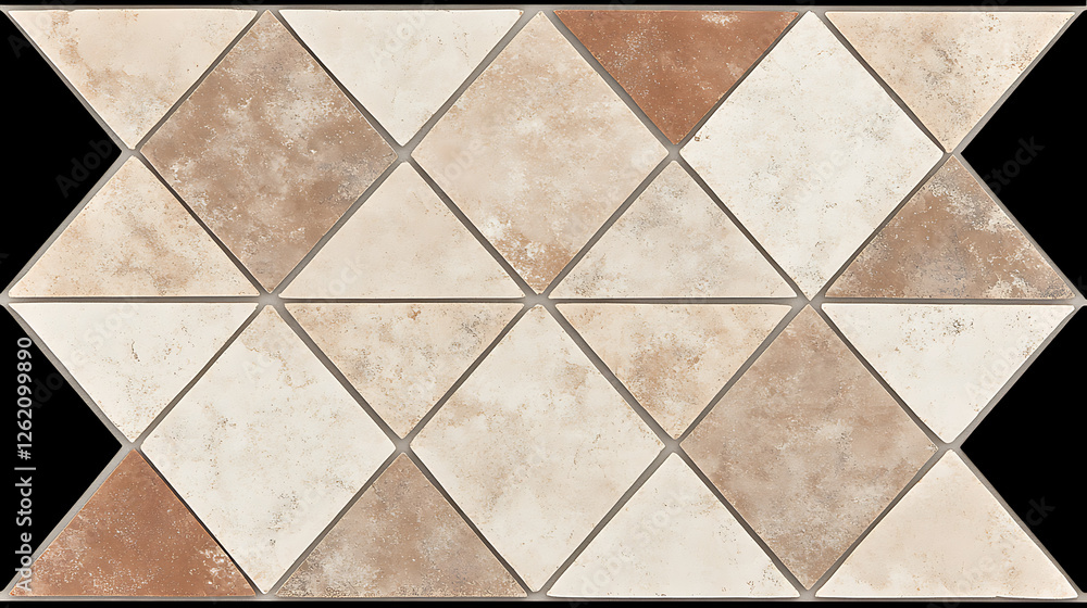 Poster diamond tile pattern with rustic earth tones in alternating arrangement for wall design element