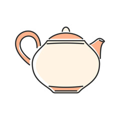 Elegant Oval Teapot. A teapot with an oval body, wide spout, and an artistic handle.