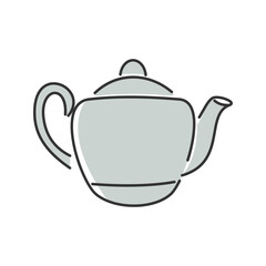 Elegant Silver Teapot. A sleek, metallic teapot with a modern appearance.