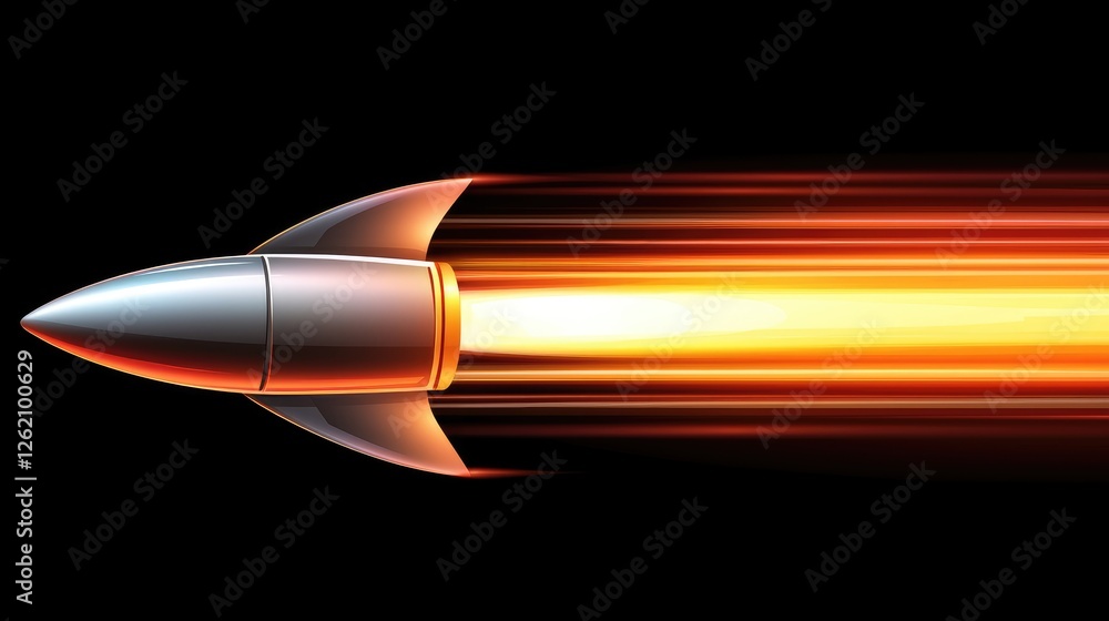 Aufkleber rocket launch action space digital art black background dynamic viewpoint power and speed concept