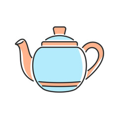 Vintage Lid Teapot. A rounded teapot with a unique curved spout and decorative lid.