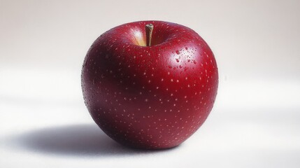 Single Red Apple with Water Droplets
