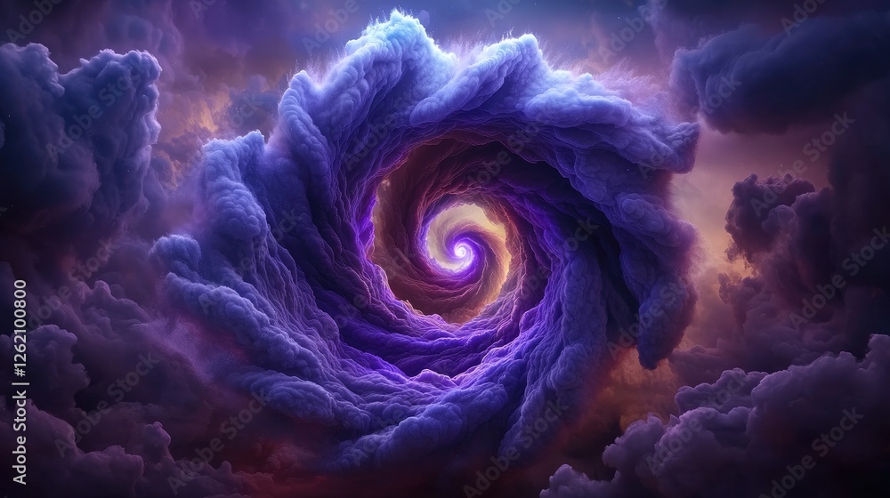 Poster cosmic swirl phenomenon abstract universe digital art dark environment close-up view mystical concep