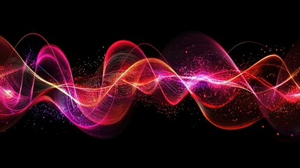 Fototapeta premium Vibrant Light Waves in Abstract Colorful Display on Black Background