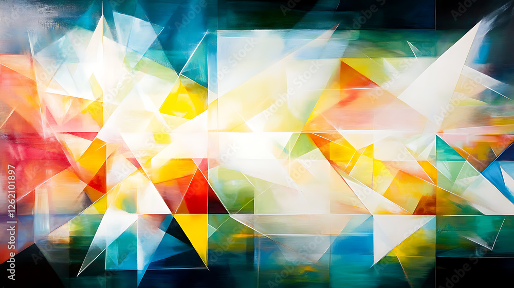 Aufkleber dynamic geometric abstraction vivid triangle composition energy artistic expression creative visuals