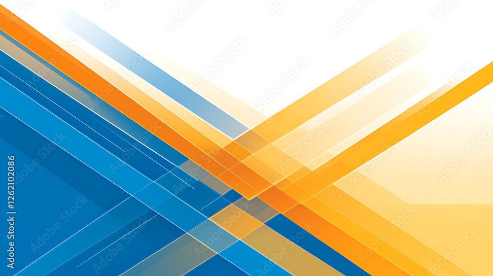 Poster dynamic interplay of intersecting blue and orange lines against a gradient white backdrop