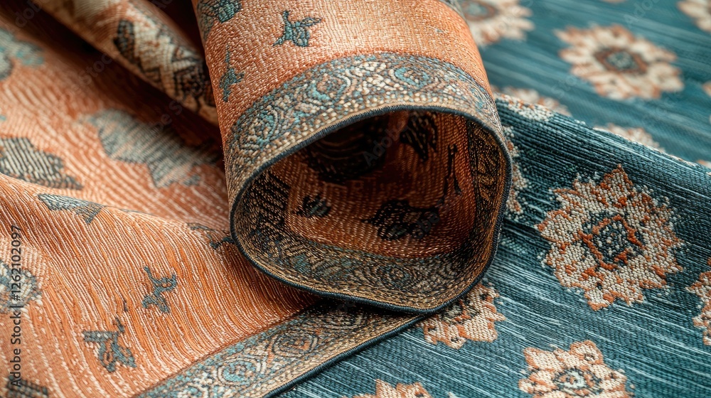 Poster elegant textured fabric with intricate patterns and rich colors