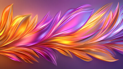 Obraz premium Elegant Abstract Floral Design with Wavy Petals in Pink Purple and Gold Palette Artistic Flair