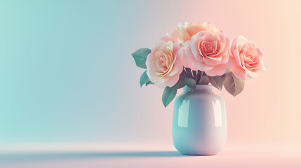bouquet of pink roses in vase