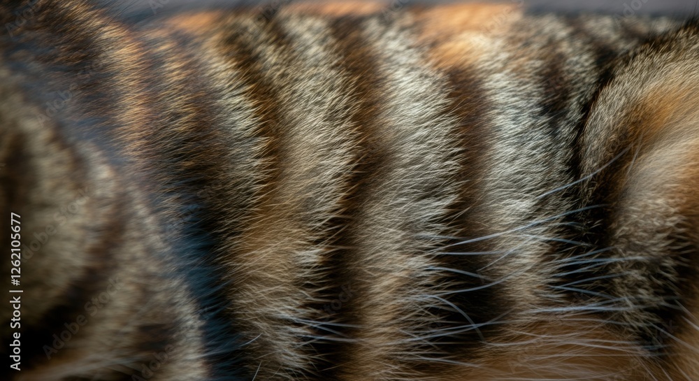 Wall mural close-up of tabby cat fur pattern with detailed textures