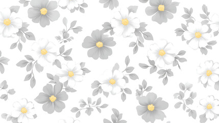 Obraz premium Elegant Floral Pattern with Gray and White Flowers Seamless Decorative Surface Design Artsy Imagery