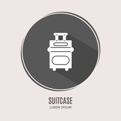 Symbol suitcase logo. Illustration of suitcase in flat. Stock vector.