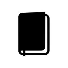 Closed Book Icon: A simple yet elegant black silhouette of a closed book with a bookmark, representing knowledge, education, and reading.  Perfect for educational materials, websites.